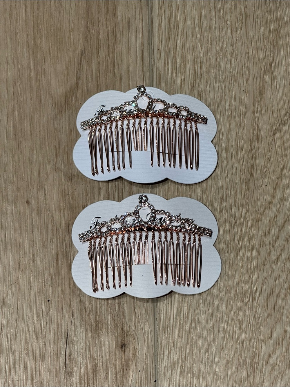 New 2 Piece Rhinestone Jewel Rose Gold Hair Comb Insert - Tiara Bridal Crown